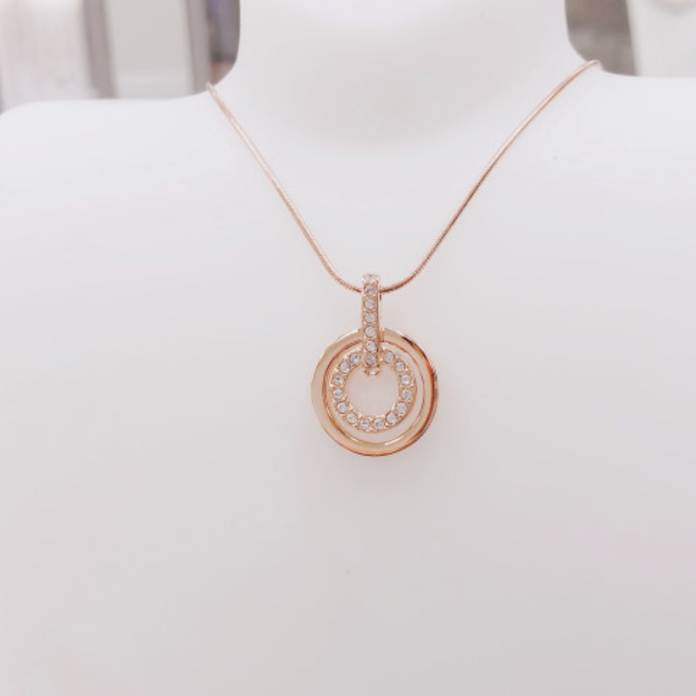 CIRCLE PENDANT, WHITE, ROSE GOLD PLATING - Picture 5 of 5